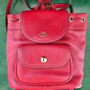 Coach Red Leather Backpack
